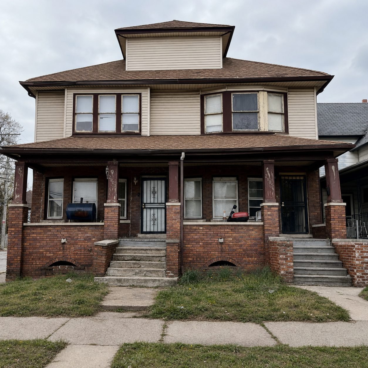 A brick duplex wholesaled entirely out of state