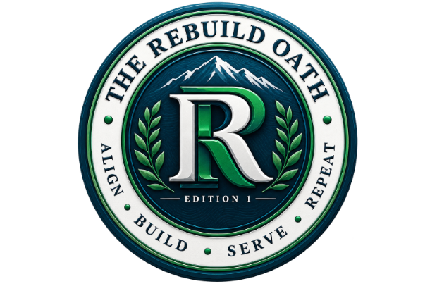 The REbuild Oath seal: align, build, serve, repeat. Edition 1