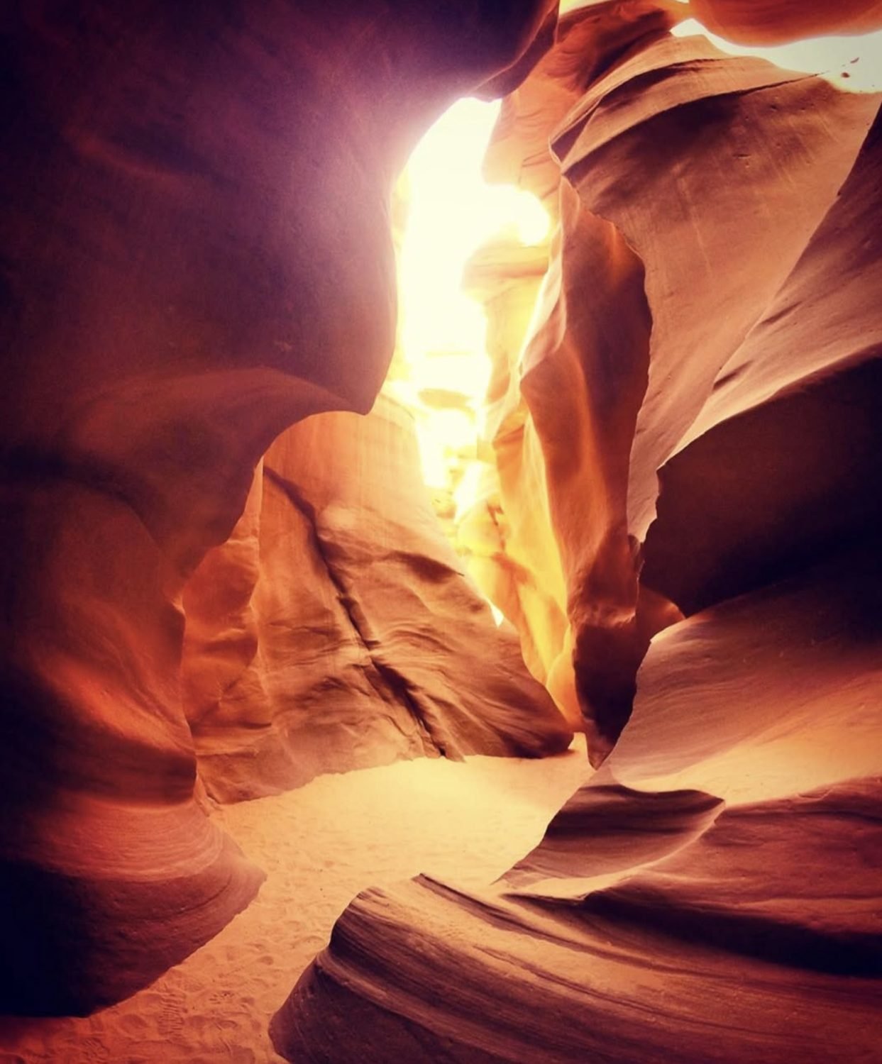 Light falling through a sandstone slot canyon